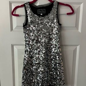 Girls silver sequin dress
